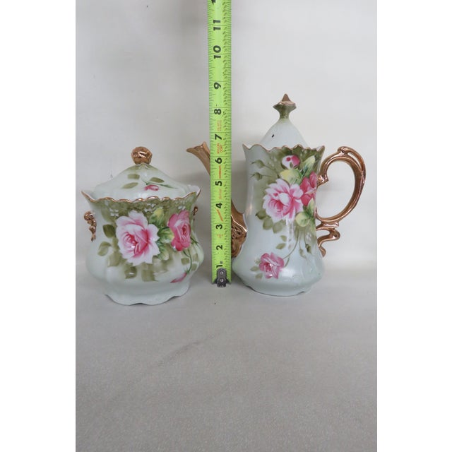 Letson China Heritage Rose Floral Painted 11 Piece Tea Set 4409b For Sale - Image 10 of 12