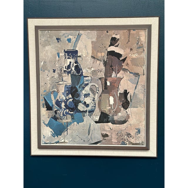 Gojmir Anton Kos, Still Life with Blue Vase, 1963, Oil on Canvas For Sale - Image 6 of 15