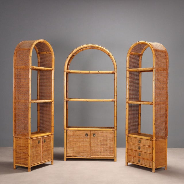 Vintage Italian Bookcase in Bamboo, 1980s For Sale - Image 3 of 14