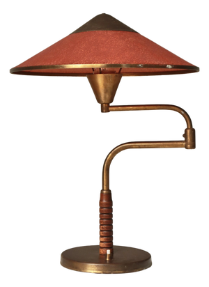 Art Deco Swing Desk Lamp in Patinated Brass attributed to Lyfa, Denmark, 1930s