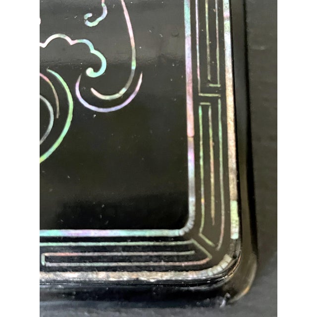 Early 20th Century Unusual Japanese Lacquer Inkstone Box with MOP Inlays For Sale - Image 5 of 16