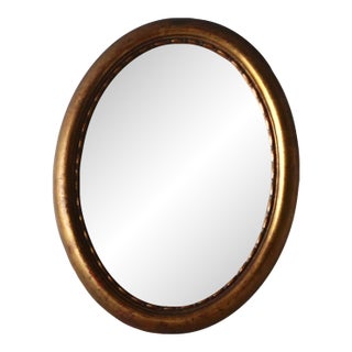 French Empire Style Mid-Century Gilded Oval Wall Mirror For Sale