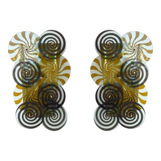 Contemporary Brass and Murano Glass Spiral Sconces, Italy, Set of 2 For Sale