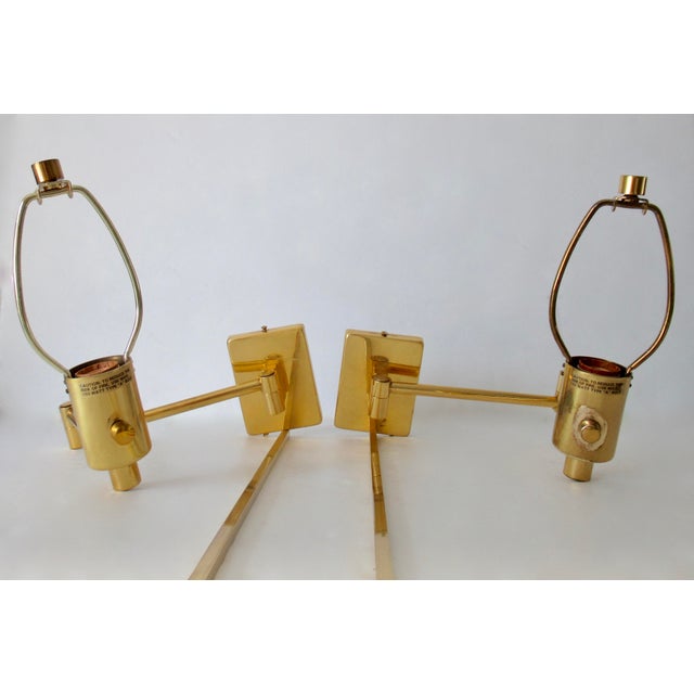 Contemporary C.1980's Hinson Brass Plated Swing Arm Sconces - Pair For Sale - Image 3 of 18