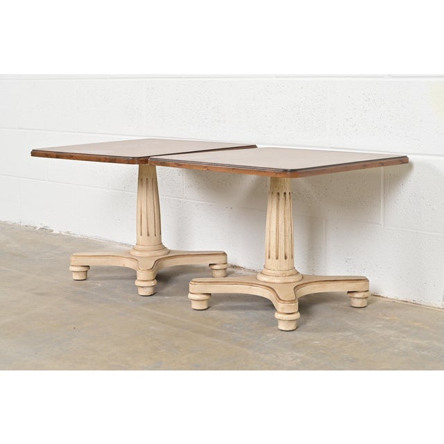 Heritage Heritage Furniture Regency Walnut Pedestal Tea Tables or Occasional Side Tables, Pair For Sale - Image 4 of 12