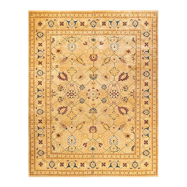 Mogul, One-of-a-Kind Hand-Knotted Area Rug in Ivory, 9' 1" x 11' 9" For Sale