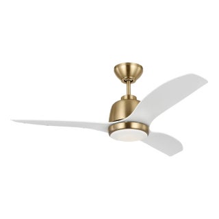 Visual Comfort Fan Avila 44" LED Ceiling Fan in Satin Brass and Matte White ABS For Sale