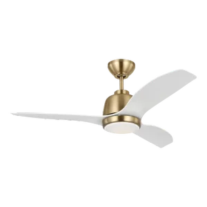 Visual Comfort Fan Avila 44" LED Ceiling Fan in Satin Brass and Matte White ABS