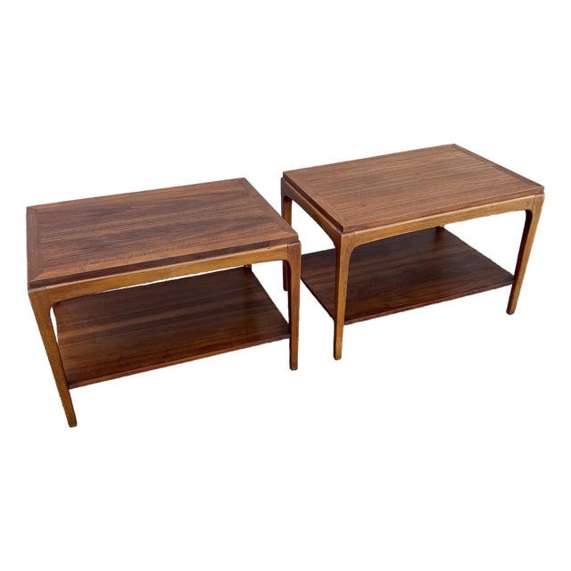 Mid Century Modern “Rhythm” Walnut Side Tables by Lane - A Pair For Sale