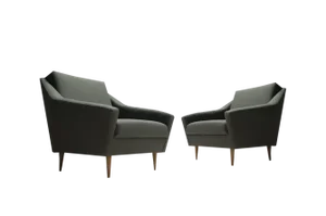 Wood and Fabric Armchairs by Eddie Harlis for Hans Kaufeld, 1960s, Set of 2