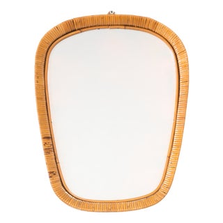 Oval Mirror in Rattan Frame, France, 1950 For Sale