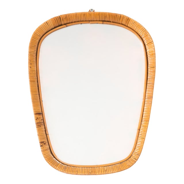Oval Mirror in Rattan Frame, France, 1950 For Sale