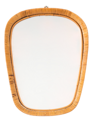 Oval Mirror in Rattan Frame, France, 1950