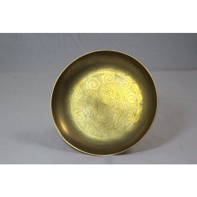 Early 20th Century Antique Brass Engraved Medicine Bowl / Catchall For Sale - Image 5 of 6