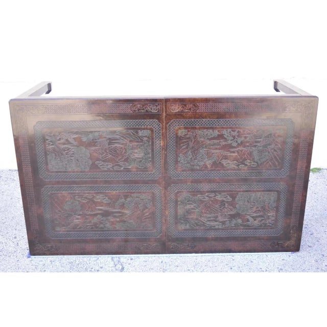 Chinoiserie Late 20th Century John Widdicomb Faux Tortoiseshell Chinoiserie Dining Table For Sale - Image 3 of 12