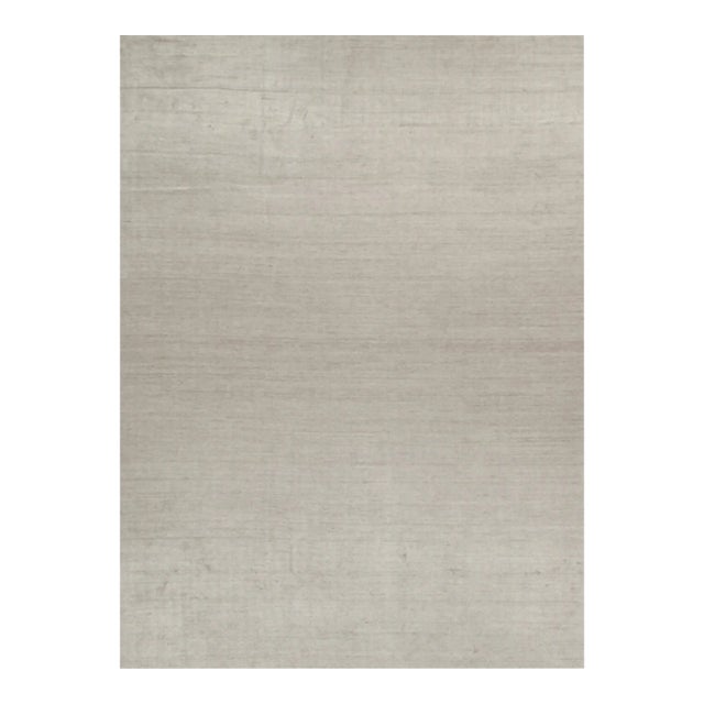 2010s Rug & Kilim’s Plain Modern Rug in Solid Silver-Gray Tone-on-Tone - 11x15 For Sale
