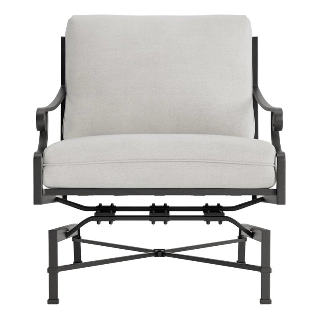 Brown Jordan Venetian Motion Lounge Chair, Textured Pewter frame with Fusion Dove fabric For Sale