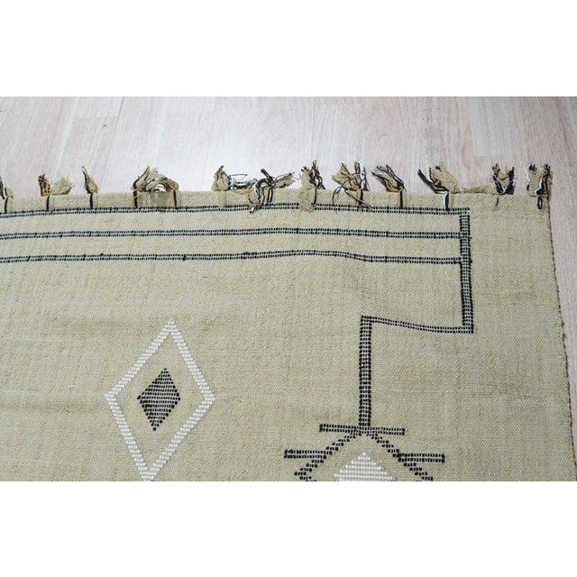 5x8 Ivory Hand-Knotted Wool Diamond Bordered Field Geometric Modern Carpet Rug For Sale - Image 4 of 9