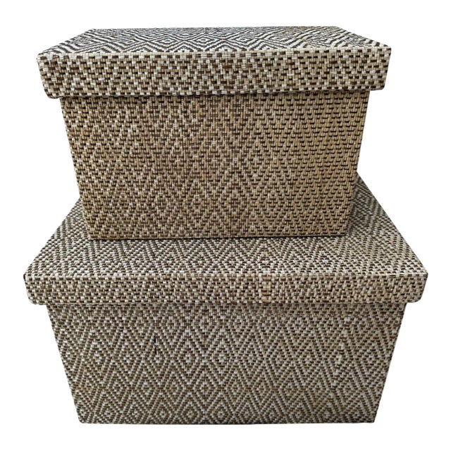 Pair of Woven Straw Nesting Boxes For Sale