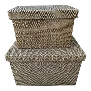Pair of Woven Straw Nesting Boxes