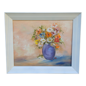 Vintage 1960s Original Botanical Still Life Painting Framed and Signed