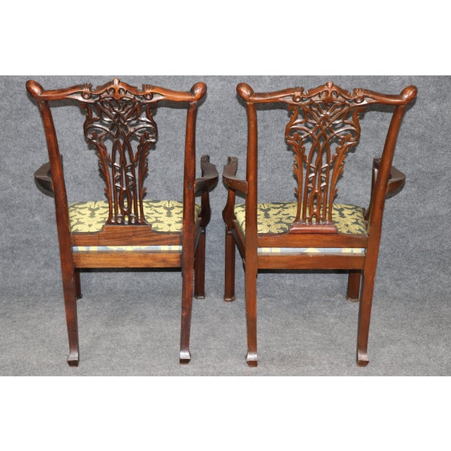 Set of 8 Fantastic Chinese Chippendale Style Carved Mahogany Dining Chairs For Sale - Image 4 of 14