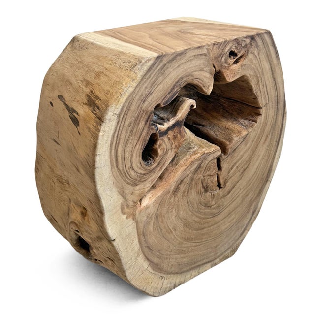 Contemporary Vintage Organic Monkey Pod Wood Side Table / Console For Sale - Image 3 of 6