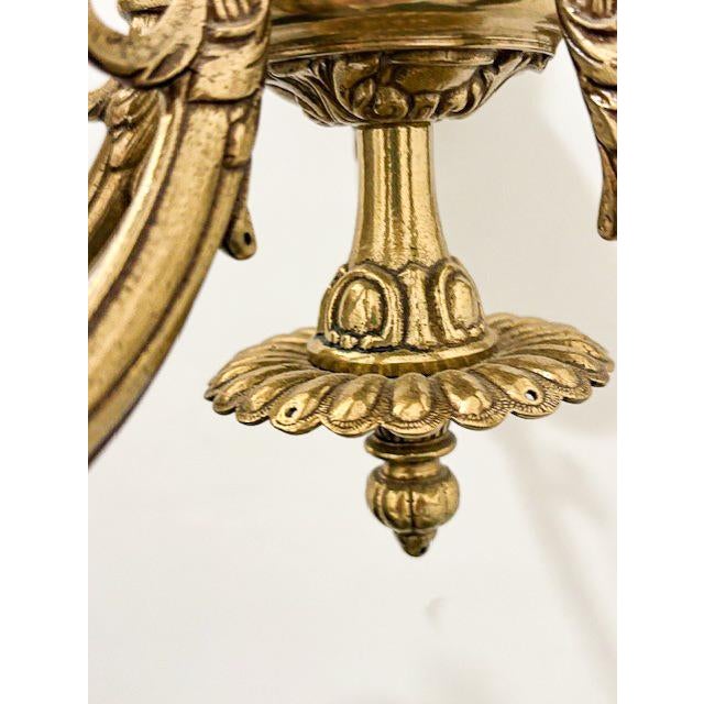 Early 20th Century Ornate Art Nouveau Brass Chandelier For Sale - Image 4 of 5
