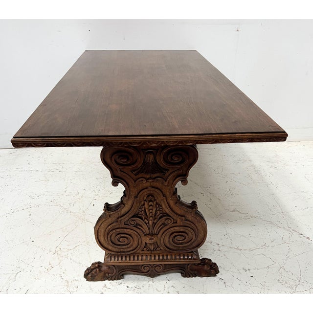 20th Century Renaissance Carved Walnut Dining Table For Sale - Image 12 of 18