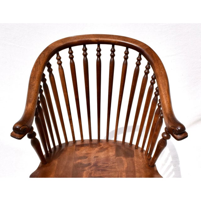 English 19th C. Windsor Style Accent Chair With Dolphin Head Arms For Sale - Image 3 of 13
