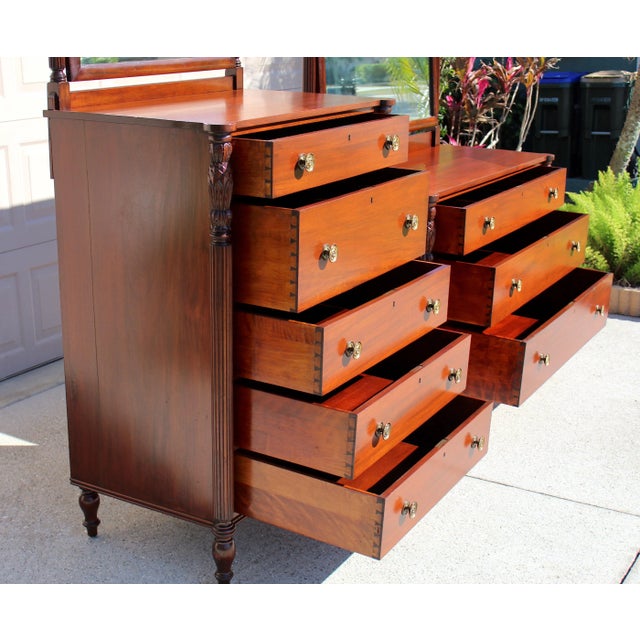 Wood Antique Mahogany Dresser Set With Swivel Mirrors - Circa 1880 Victorian Bedroom Furniture For Sale - Image 7 of 18