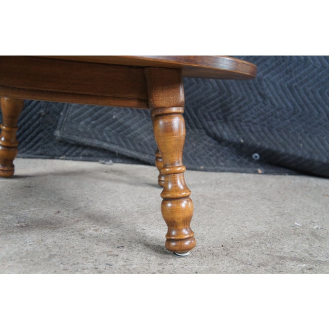Brown Mid 20th Century Sprague Carleton Colonial Solid Rock Maple Round Two Tier Side Accent Table For Sale - Image 8 of 10