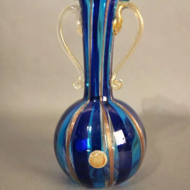 Gold Inlaid Murano Glass Vase, 1950s For Sale - Image 3 of 7