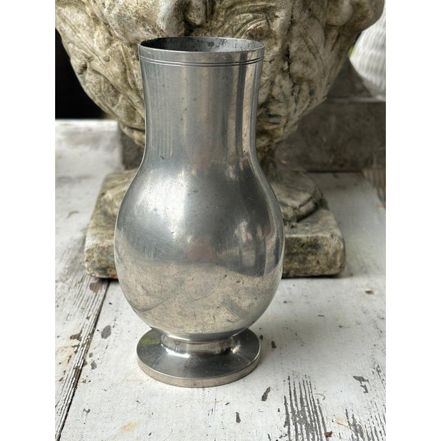 Swedish Modern Pewter Vase from Fabrikaktiebolaget Kronsilver, 1933 For Sale - Image 4 of 8