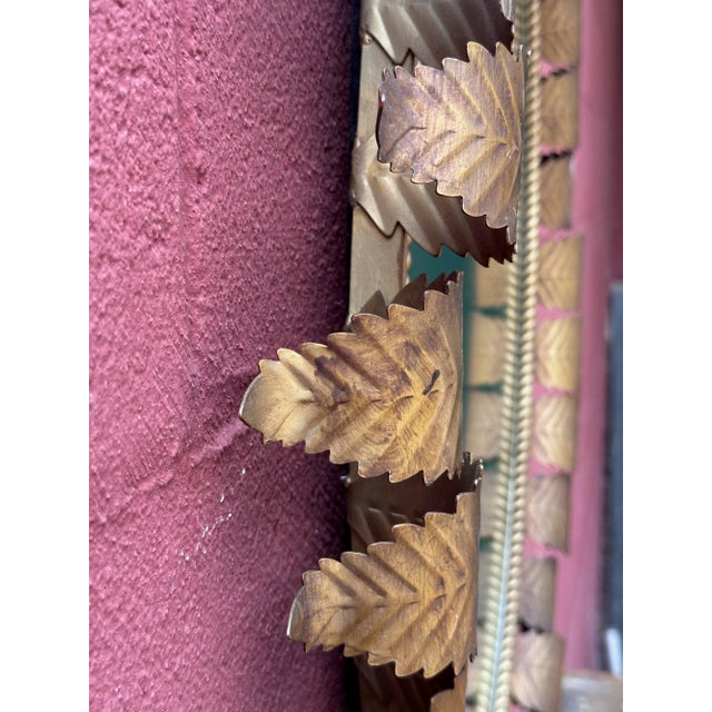 Large Oval Spanish 1950's Gilt Metal Sunburst Mirror For Sale - Image 9 of 12