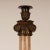 Edward F. Caldwell & Co. Marble Column Candlesticks Beige Marble and Bronze Etruscan Pair Candle Holders Ionic Order Capital Tazza - Set of 3 Tariff Free Delivery For Sale - Image 4 of 12