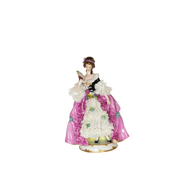 Baroque Style Porcelain Figure of Lady with Fan from Capodimonte, 1900s For Sale - Image 6 of 7