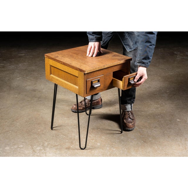 Wood Mid-Century Two-Drawer Oak Card Catalog by Globe-Wernicke For Sale - Image 7 of 8