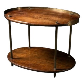 English Two-Tier Occasional Table in Mahogany and Brass For Sale