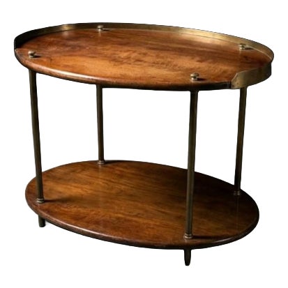 English Two-Tier Occasional Table in Mahogany and Brass For Sale