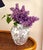 Beautiful vintage porcelain flower vase with a bright hand-painted design of lavender grapes, red strawberries and lovely...