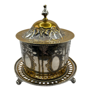 Antique Silver-Plated Footed Biscuit Barrel