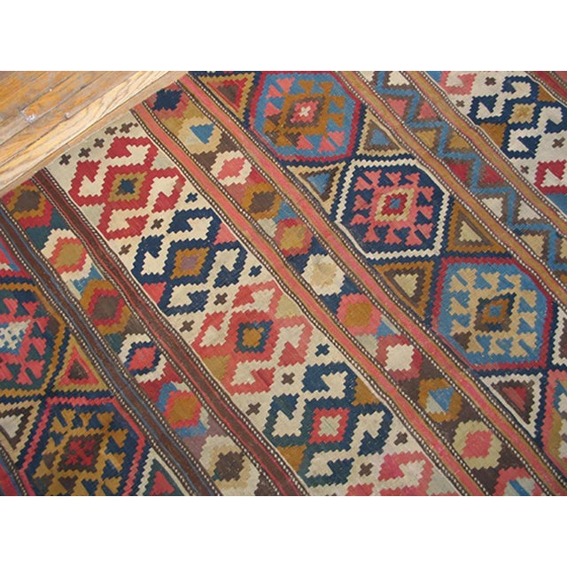 1920s Multicolor Geometric Kilim Antique Caucasian Flat-Weave Carpet 6'3" X 10' Wool Rug For Sale - Image 16 of 17
