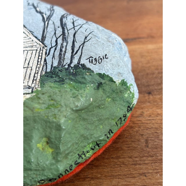 American Antique Americana Litchfield Connecticut Law School Painting on Rock For Sale - Image 3 of 7