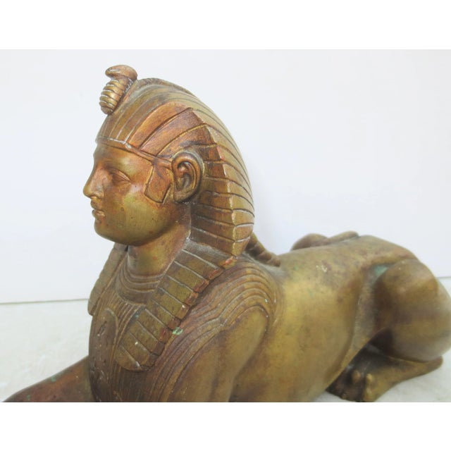 French Antique French Egyptian Revival Bronze Sphinx Circa 1900 For Sale - Image 3 of 8