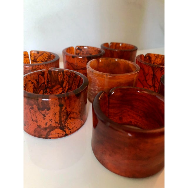 Vintage Tortoise Motif Lucite Napkin Rings - Set of 8 For Sale - Image 4 of 8
