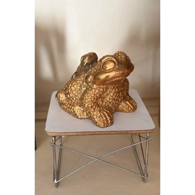 Metal Gold Plated Bronze Frog, Perfect Paperweight or Coffee Table Accessory For Sale - Image 7 of 10