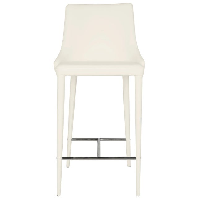 Posh perch. Counter service has never been more chic thanks to these designer-inspired white leather counter stools....