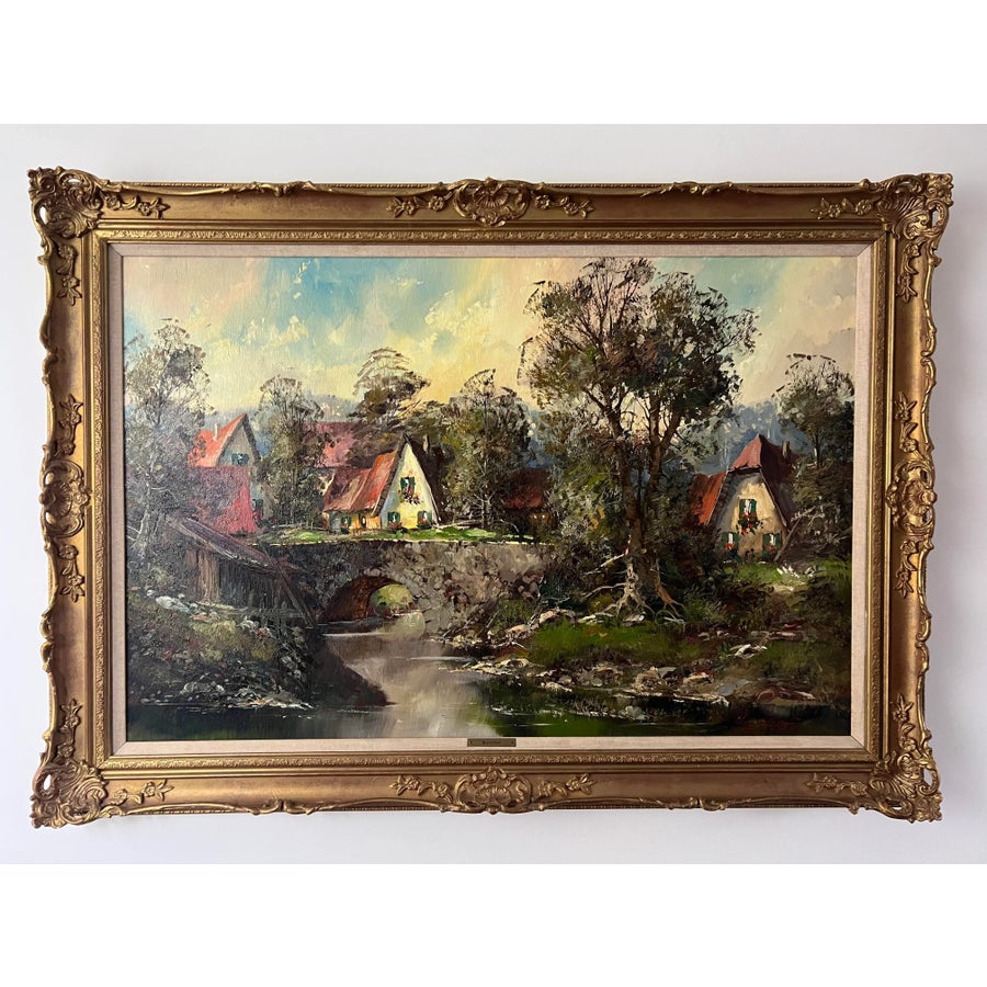 Early 20th Century Dutch Landscape Oil Painting by Jan