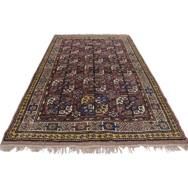 Mid-Century Modern Antique Azerbaijan Rug - 05'01 X 08'01 For Sale - Image 3 of 10